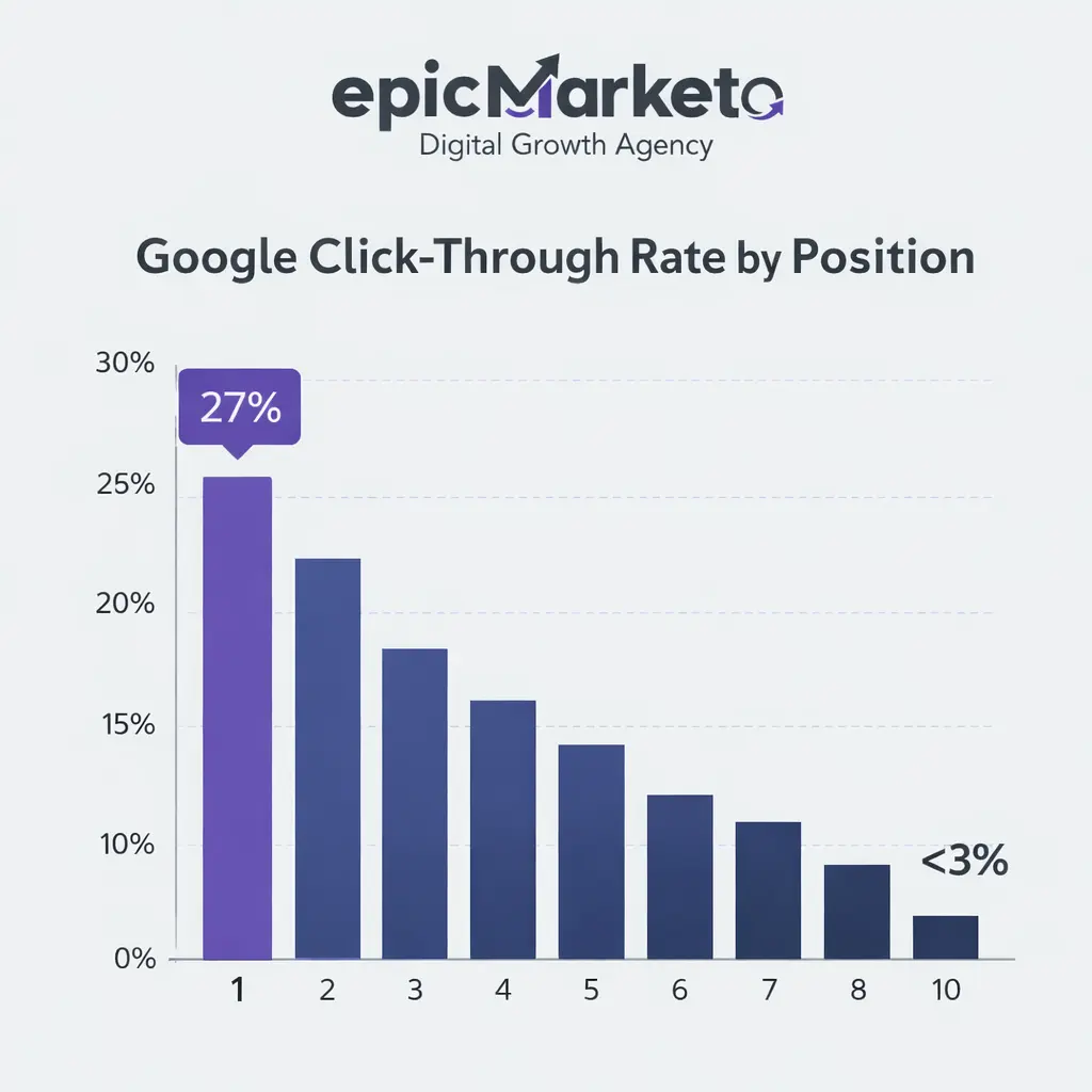 Google click-through rate by position, why ranking matters